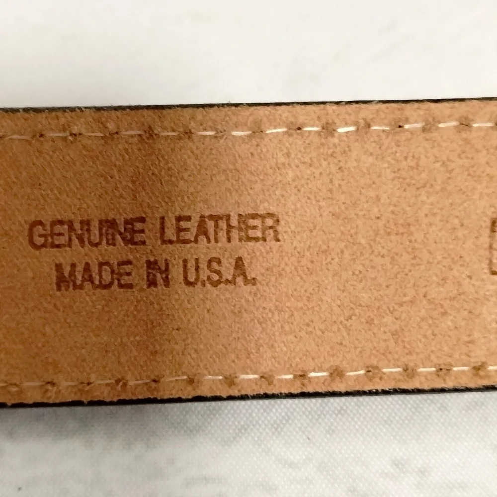 John Wayne Lives Brown Leather Belt with Silver Buckle Sz 42